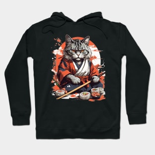 Cool Cat Sushi Art Hoodie